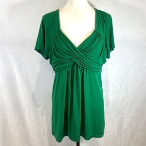 Daisy Fuentes emerald green gathered front top size large